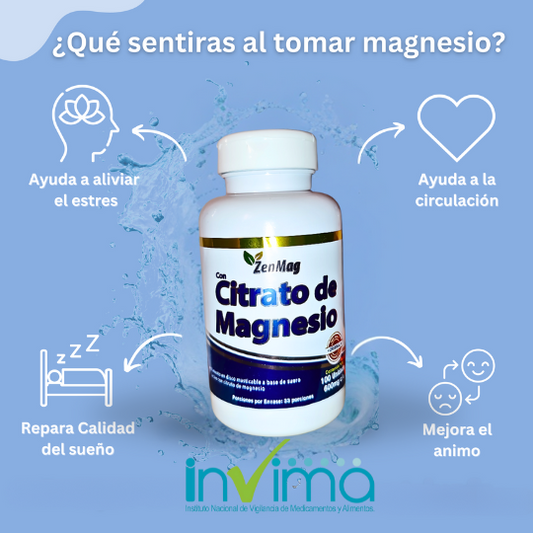 ZenMag Citrato de Magnesio Hiper Concentrado Premium Importado Americano 100 Capsulas